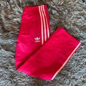 Pink adidas track pants